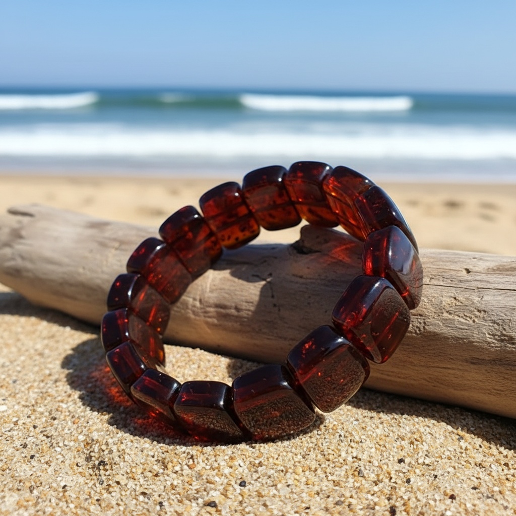 Natural Amber Bead Minimalist Bohemian Bracelet